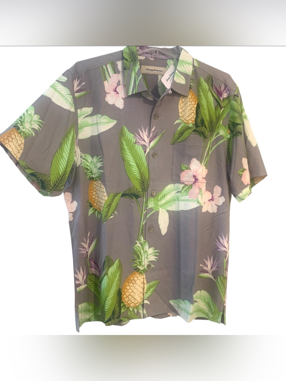 Tommy Bahama 100% Silk Pina Paradise Hawaiian Camp Shirt Short Sleeve Men Size M